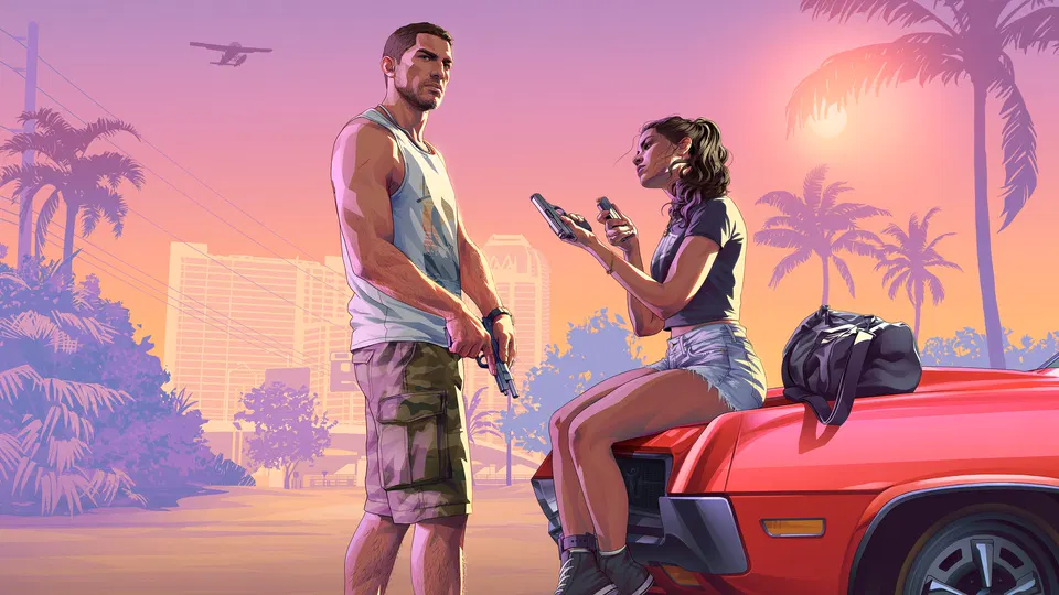 GTA 6 – oficiální artwork Jasona a Lucie k launch traileru